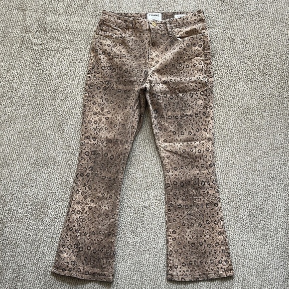 FRAME Le Crop Mini Boot Snake-print Mid-rise Bootcut Jeans Size 28 - Picture 4 of 9